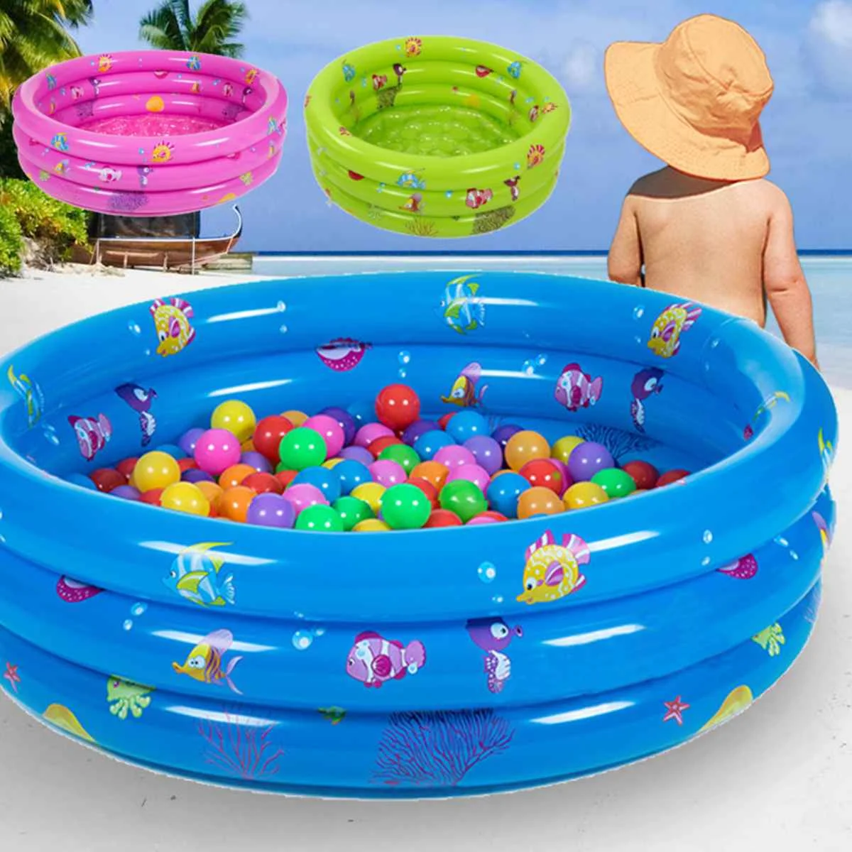 

3 Colors Summer Infant Baby Kids Swimming Ocean Ball Pool Inflatable Swimming Paddling Pool Toddler Sports Water Funny Bath Toys