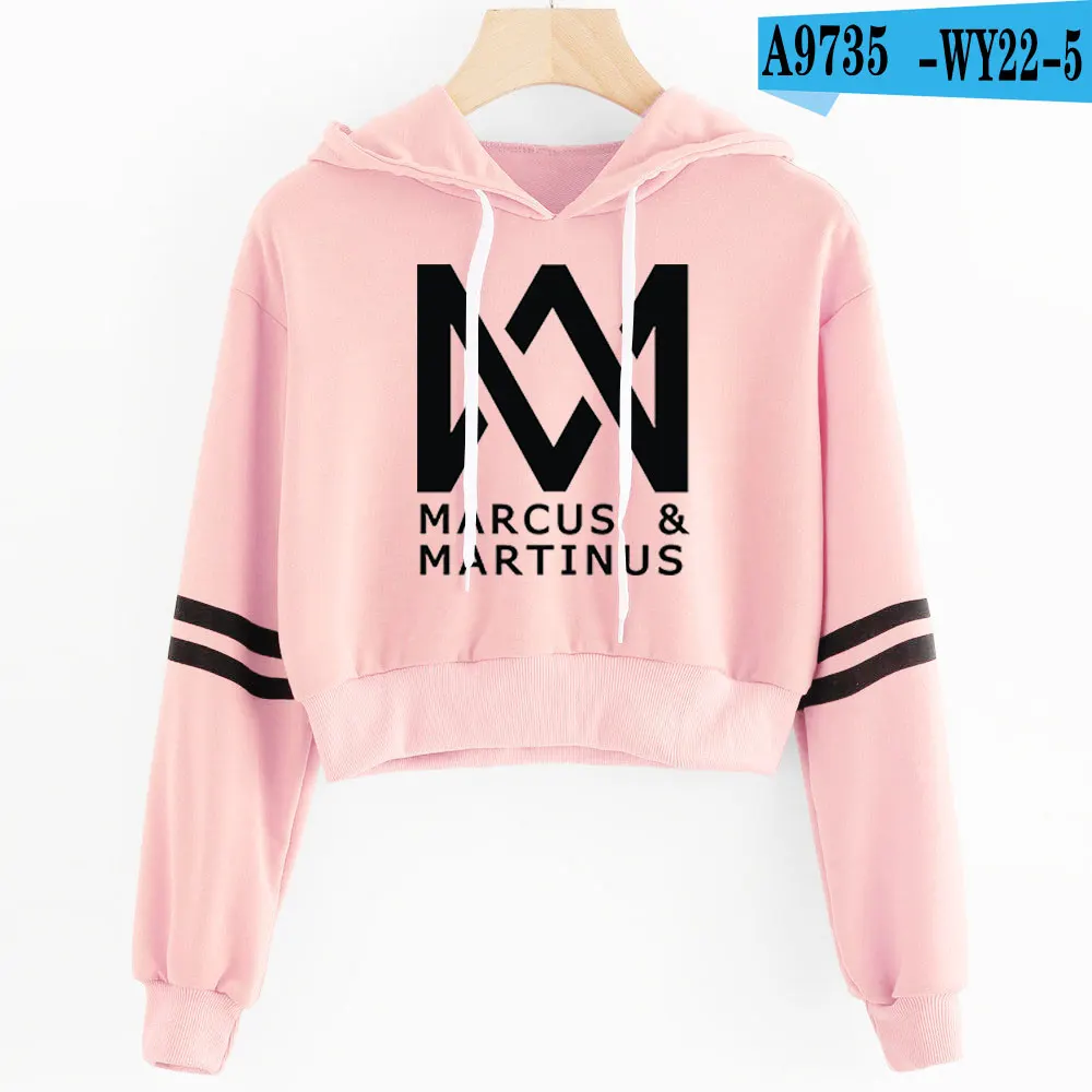 Marcus and Martinus Navel Hoodies Hip Hop New Casual Fashion women Hoodies Outwear High Street Marcus& Martinus Sexy Sweatshirt - Цвет: Pink