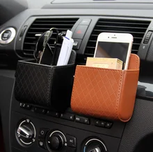 ФОТО car organizer box bag air outlet dashboard hanging leather universal car mobile phone holder in automobile interior accessories