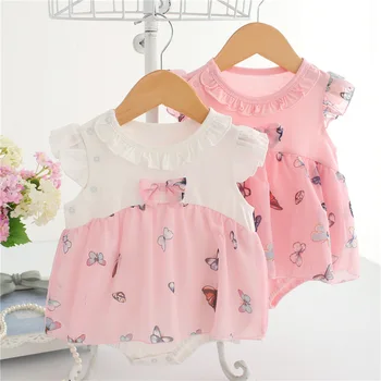 

fashion printing Baby rompers infant girl dress summer Newborn baby clothes cute butterfly cotton dresses