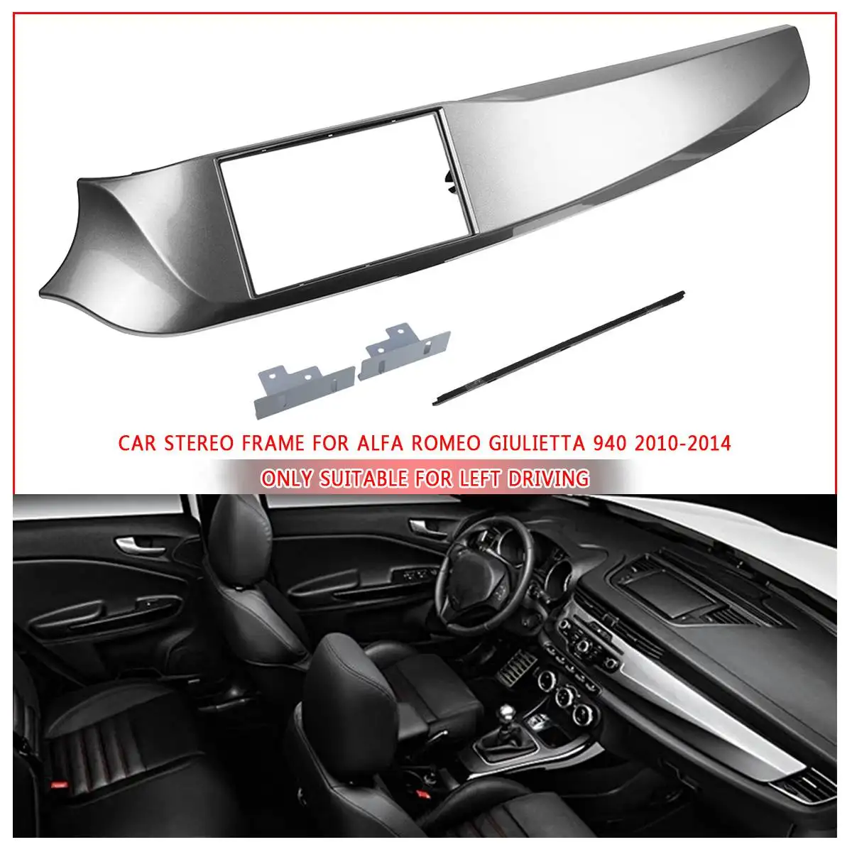 

Car CD/DVD Stereo Frame Facia Trim 2DIN For Alfa for Rome o Giulietta 940 2010-2014 Mounting Trim Panel Facia 173x98/178x100mm