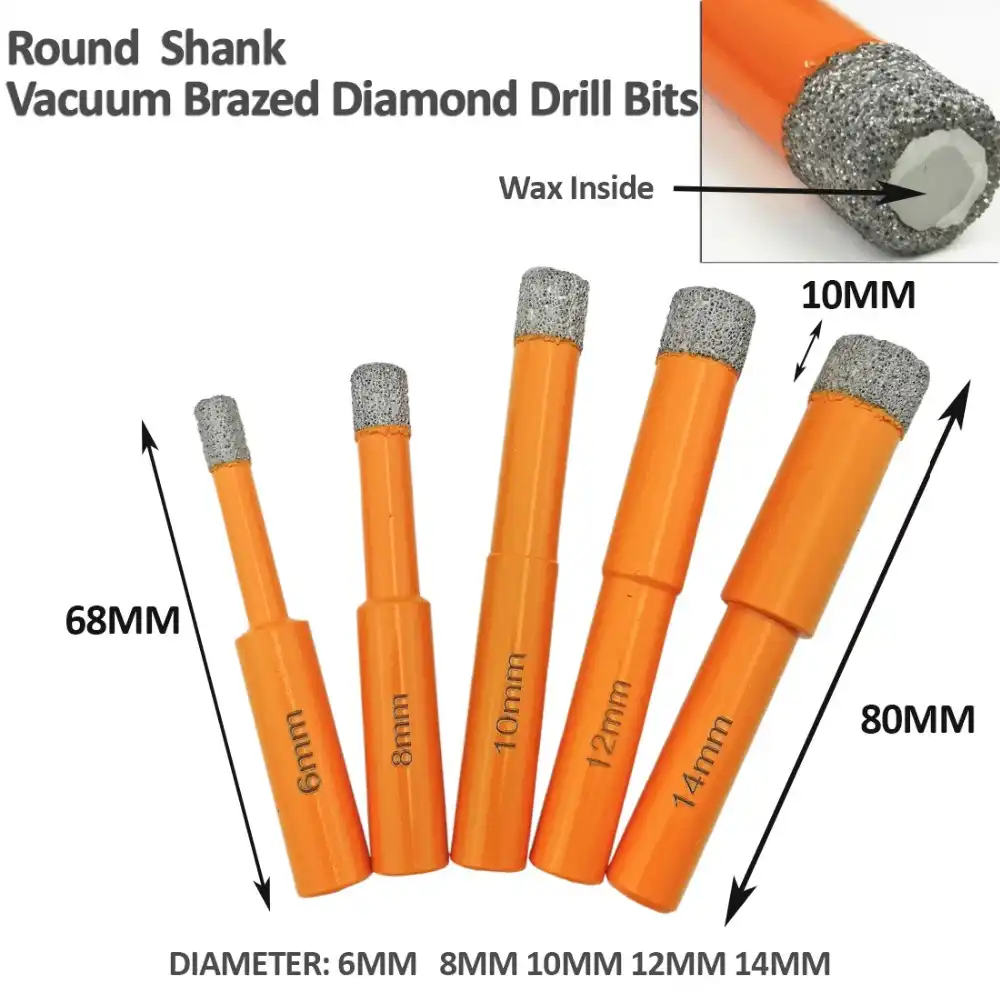 Diatool 5 шт./компл. ВАКУУМНОЙ ПАЙКИ DIAMOND буровых коронок Круглый хвостовик