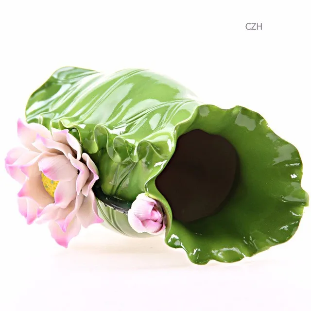 Традиционный китайский цветок лотоса и лист ваза декоративная керамика народное искусство и ремесло орнамент аксессуары украшение