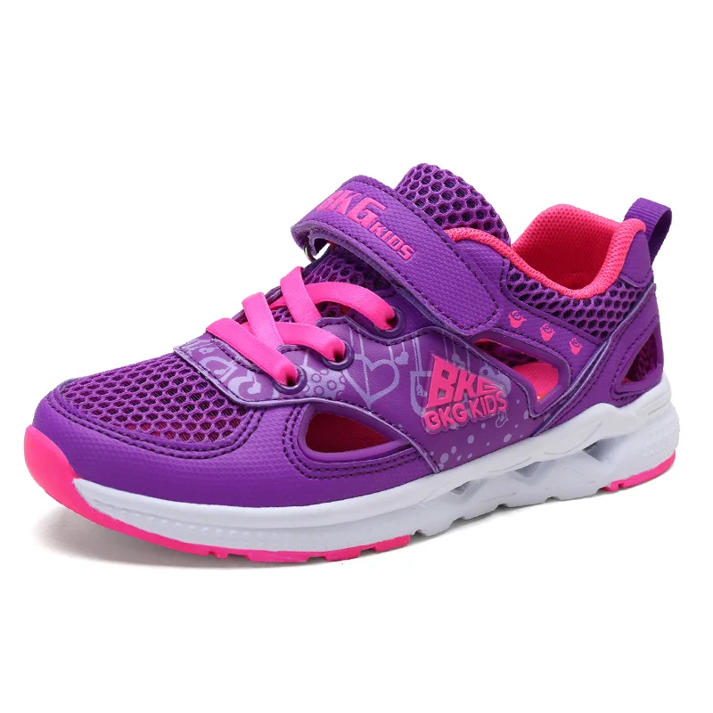 Для девочек дышащие кроссовки обувь для детей крюк петля обувь анти скользкой обувь - Цвет: purple