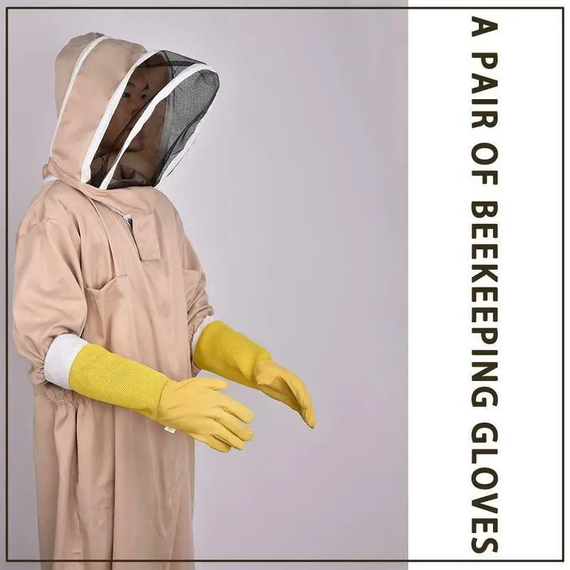 Желтый пчеловод защитные рукава предотвращают перчатки вентилируемые профессиональные анти Пчеловодство для пчеловода пчеловод 1 пара