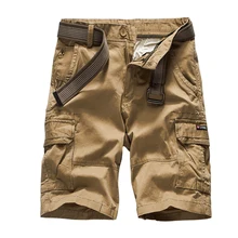 Мужские шорты-карго в стиле милитари, новинка, армейские камуфляжные шорты, мужские хлопковые Свободные повседневные шорты для работы, большие размеры, без пояса