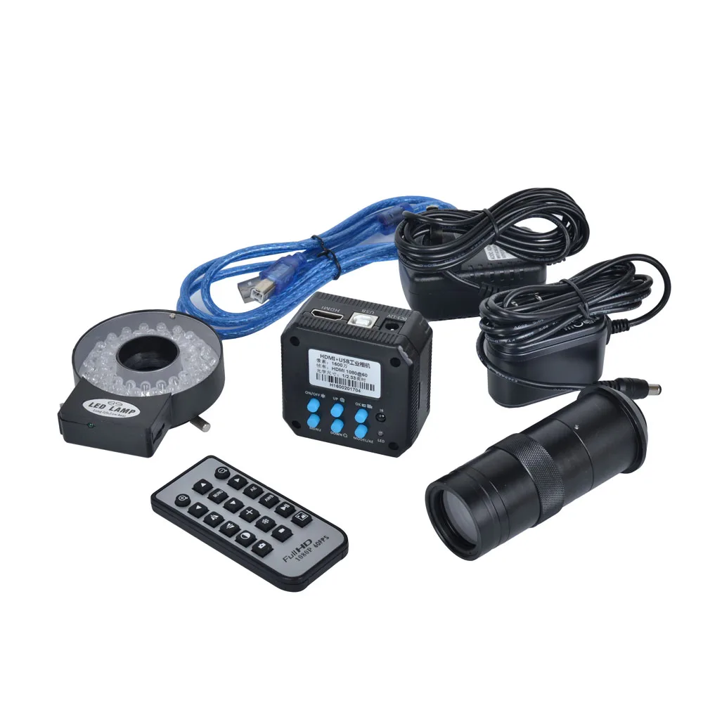 16MP 1080P @ 60FPS HDMI USB выход Цифровая индустриальная камера микроскоп + 100X C mount объектив