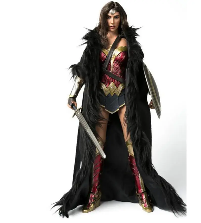 

VSTOYS 1/6 Black Wonder Woman Cloak Long Coat F 12" Female Action Figure Body