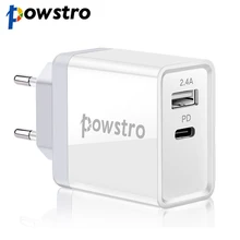 Powstro 30 Вт Тип usb-C PD быстрая Зарядное устройство телефона Зарядное устройство 2-Порты и разъёмы PD Зарядное устройство быстрой зарядки usb адаптер для iPhone X/8/8 Plus iPad