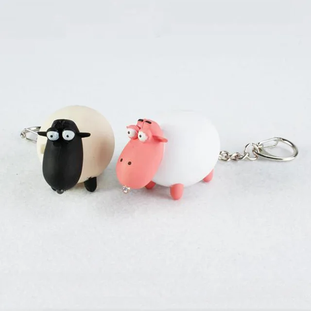 2016 New product cartoon cute pink black sheep font b LED b font luminous key chain