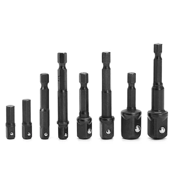 

8 Pcs Socket Bit Adapter Drill Nut Driver 1/4" 3/8" 1/2" Power Extension Bar Set L15