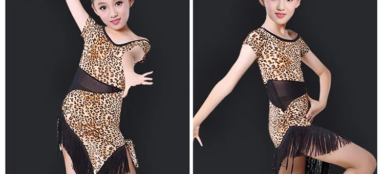 Сексуальное детское леопардовое платье для танцев размера плюс, детское платье для латинских танцев, треугольные костюмы для сальсы, румбы, танго