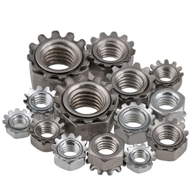 304/201 Stainless steel K nut with teeth nuts Carbon/white zinc K nut