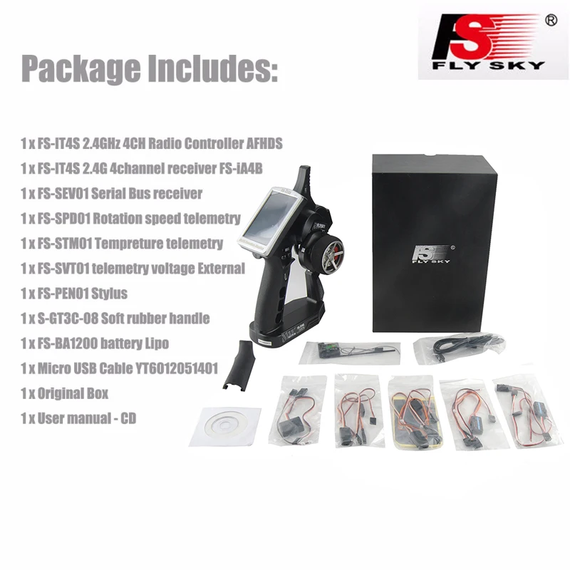 FATJAY Flysky FS iT4S 2 4 ГГц 4CH радиоуправляемая система передатчик iA4B приемник контроллер