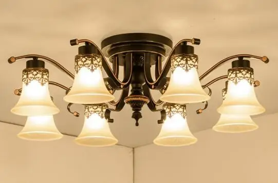 Винтажный потолочный светильник, антикварная металлическая стеклянная люстра, потолочный светильник, ретро светильник, E27, светодиодная лампа, источник лампы, фитинг Ming - Цвет корпуса: 8 Heads