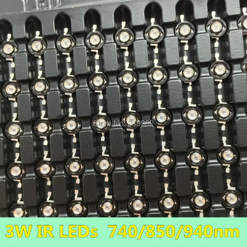 

20 PCS 3W Infrared IR High Power LEDs Emitter CCTV Camera IR Diode for Security Black LEDs Red 740nm 850nm 940nm 3W 700mA