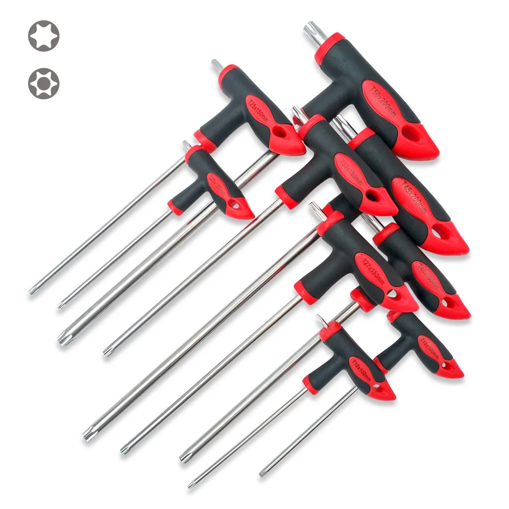 T Handle Torx Star Keys Screwdriver Allen Tool Set T15 T20 T25 T27 T30 T40 T45