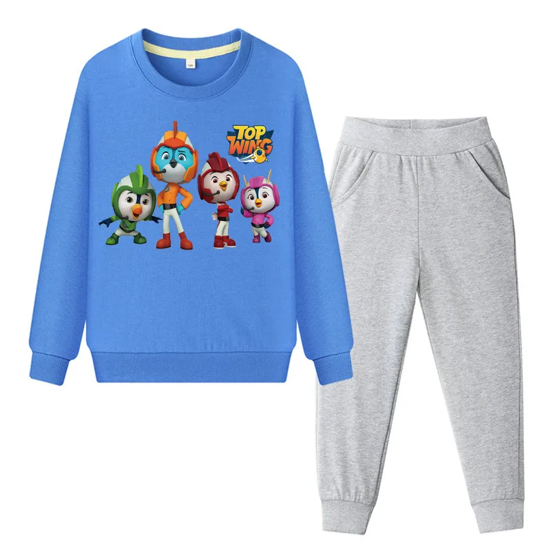 

Boys Child Kids Cartoon Top Wing Tracksuits Girls Pullover Coat+Pant Suits Baby Clothing Sets Spring Sports Clothes Set WL101