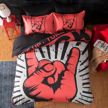 

New cool faghion 3D Digital Printed black red white Skull Bedding Set twin queen king size Duvet Cover bed sheet soft pillowcase