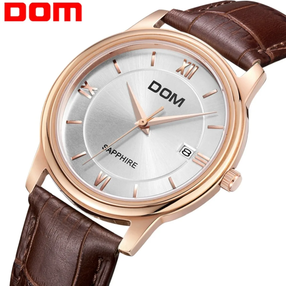 

DOM Mens Watches Top Brand Luxury Auto Date Men Watch Leather Luxury Waterproof Sport Watch Men Male Clock Man Wristwatch M-512