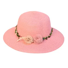 Для женщин Соломенная пляжная шляпа два цветы шляпа козырек тени свежие диких Простой Пляж hat Повседневная Соломенная шляпа Капелло da spiaggia#60