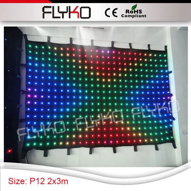 

High quality dj led video curtain wedding concert stage decor P12 2x3m