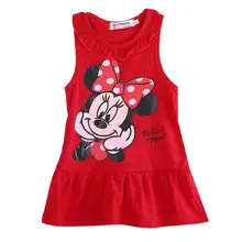 Детские милые платья с героями мультфильмов летние хлопковые платья красного и розового цвета для маленьких девочек платья на день рождения