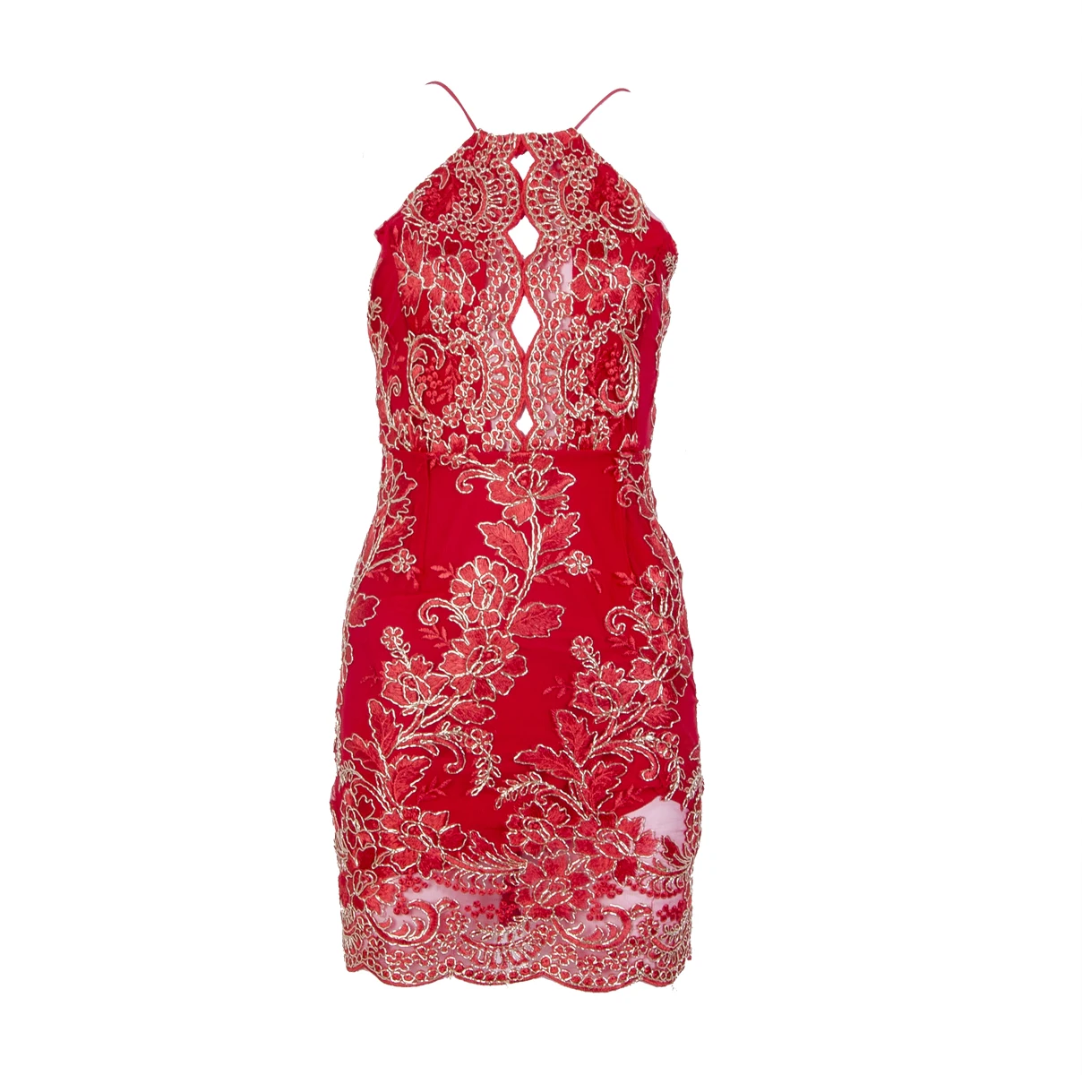 Для женщин летние платья Бандажное, обтягивающее, изящное длиной выше колена Вечеринка Клубные пайетки стильные китайские платья - Цвет: Красный