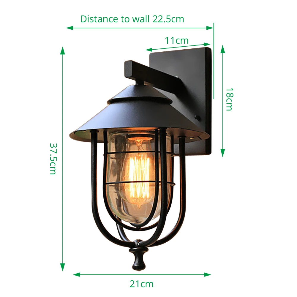 Vintage Outdoor Wall Light LED Waterproof Industrial Decor Outside Lamp Black Sconce Lighting Fixtures Patio Countyard Lights