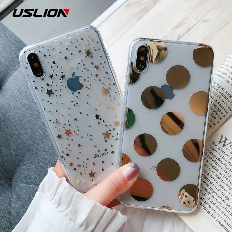 

USLION Electroplated Polka Dots Star Case For iPhone 11 Pro Max 6 6s 7 8 Plus Soft Silicone Phone Cover For iPhone X XR XS Max