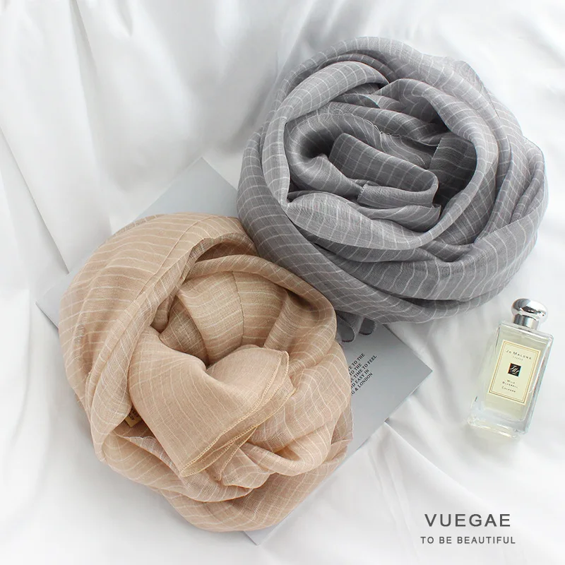 

2019 designer plaid silk scarves for women summer shawls and wraps high quality beach stoles hijabs foulard bandana pashmina