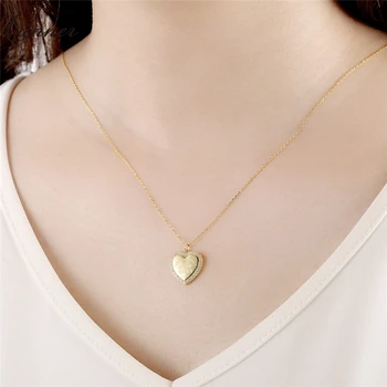 

925 Sterling Silver Necklace Women Love Heart Pendant Necklace Gold Chain Carved Letter Necklaces Jewelry collier femme Q4