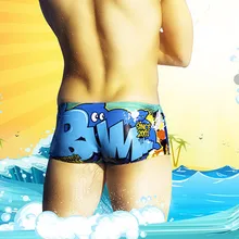 Новые мужские плавки Плавки young сексуальный низкий мультфильм печать маленький сплошной купальник