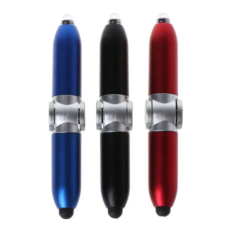 Finger Gyro Spinner Multi-function Gyroscope Pens Decompression LED Light Ballpoint Pen Shape Relieve Stress Xmas Gift 3 Colors