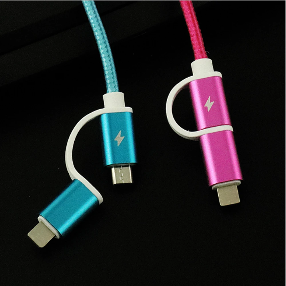 2 in 1 Fast Charging Date Cable Micro USB Cable 1M for Xiaomi/Huawei for Android for iph 2 in 1 Fast Charging Date Cable Micro USB Cable 1M for Xiaomi/Huawei for Android for iph