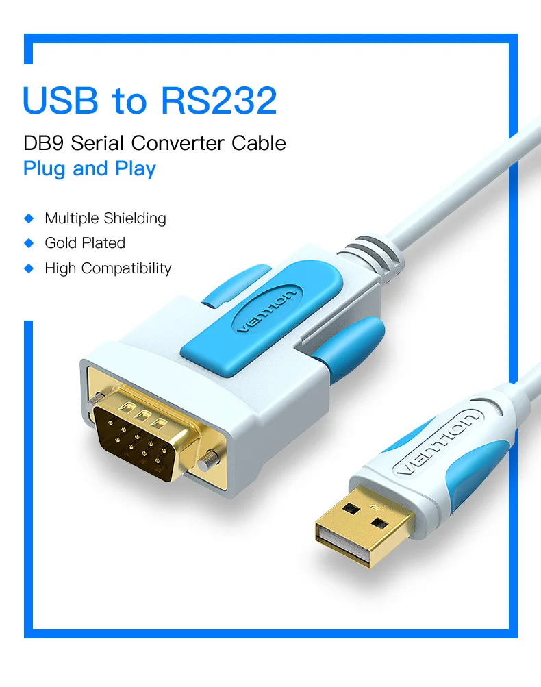 Vention USB к DB9 RS232 последовательный usb-адаптер, кабель COM Порты и разъёмы DB9 контактный кабель RS232 для Windows 7 8 10 XP MAC OS X принтер светодиодный POS 2 м