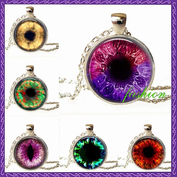 

New Stunning Cats Eye Necklace dragon eye Pendant Silver Picture Jewelry Gifts for Women turkish jewelry eye art Chokers