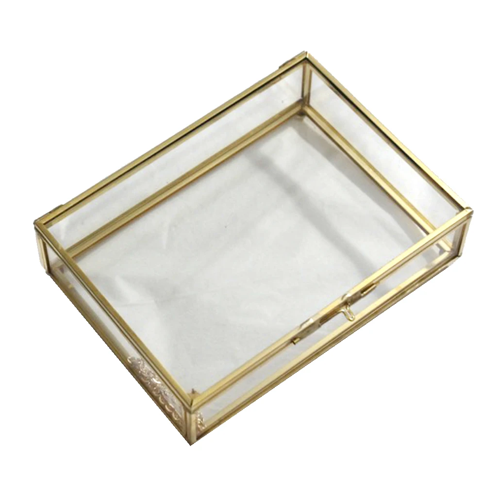 Phenovo Geometric Glass Style Jewelry Box Table Container for Displaying Jewelry Keepsakes Home Decoration