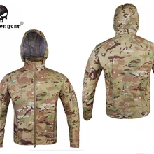 Охотничьи походные Emerson уличные легкие тактические мягкие оболочки куртки с капюшоном дышащие Multicam черные FG EM6873