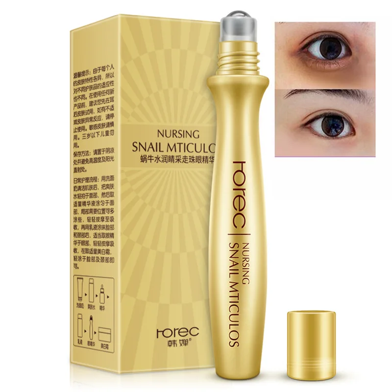 

ROREC Eye Serum Ageless Anti-Wrinkle Snail Essence Anti Puffiness Remove Eye Bags Hyaluronic Acid Solution