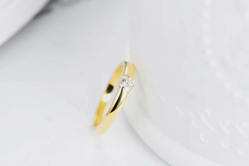 925, одноцветное серебряное Золотое кольцо, пасьянс, 1Ct, CZ, Диамант, обручальные кольца для женщин и мужчин