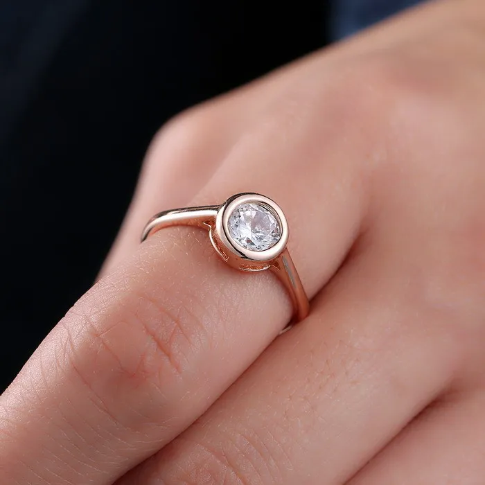 Crystal Rings Trendy rings For Girls Women Free Gift Box Rose Gold Wedding Rings Couple Engagement Ring
