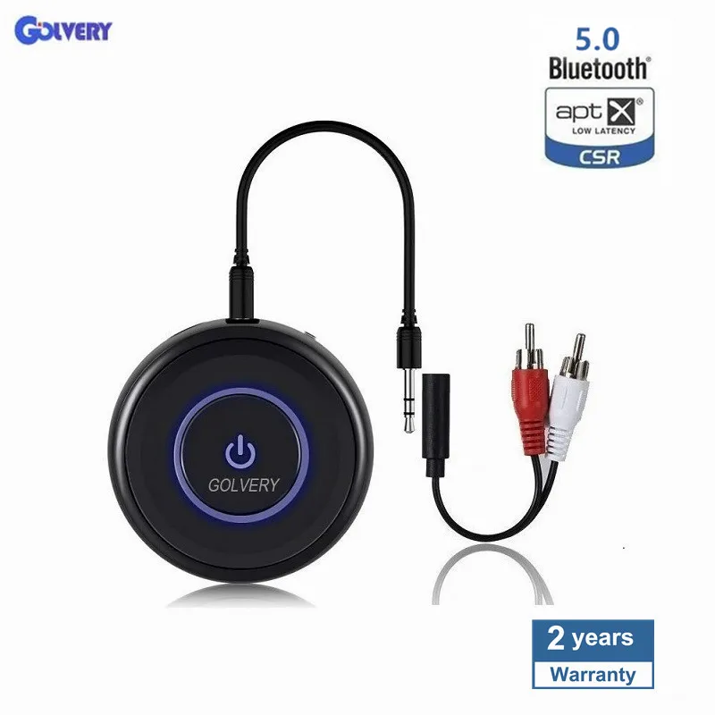 

Latest Bluetooth V5.0 Audio Transmitter Receiver 2-IN-1 with APTX Low Latency, Wireless Aux Adapter for Home Stereo TV Headphone