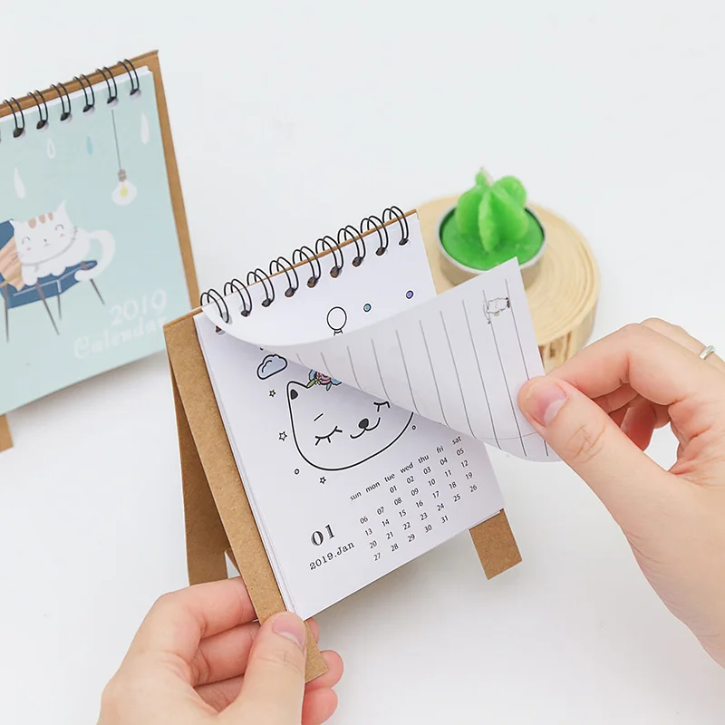 Новый год 2019 милый мультяшный Настольный календарь мини офисный Kawaii Календарь