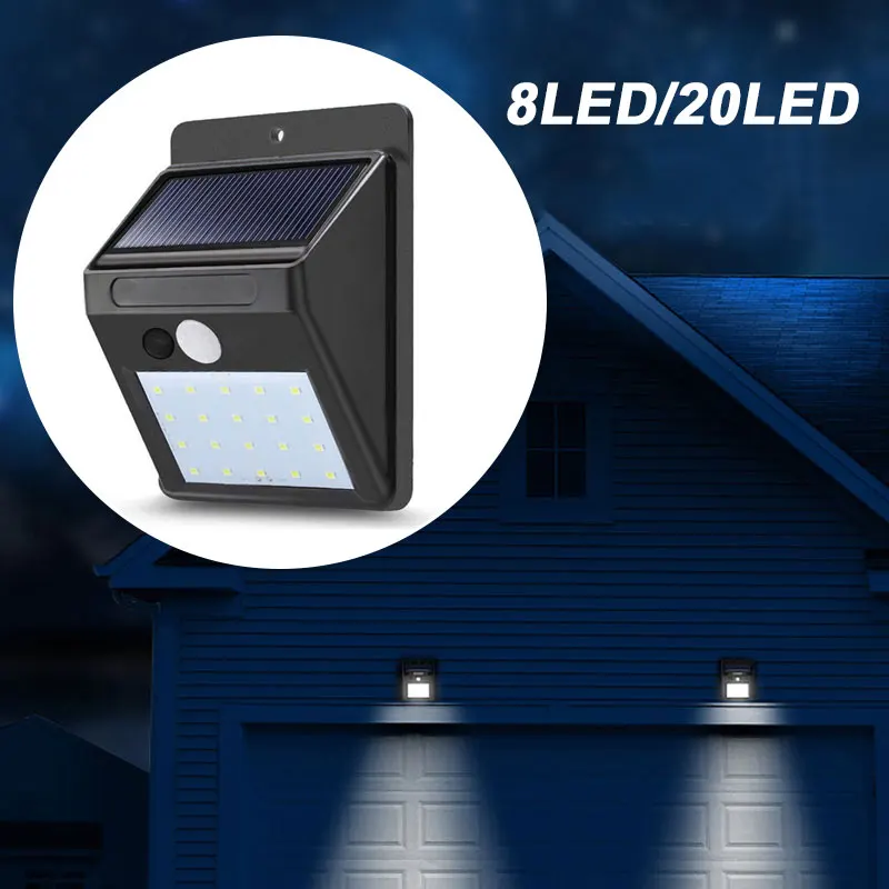 

Solar Light Triangular Wall Lamp Solar Power Light Controlled Outdoor Lighting Yard Eco-Friendly 8/20 LEDs Durable Door
