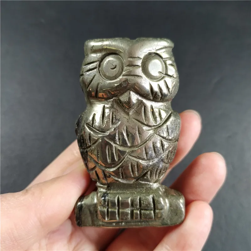 

Free Shipping 3'' Handmade Natural Rock Rose Quartz Dragon Blood Pyrite Crystal Carved Owls CH