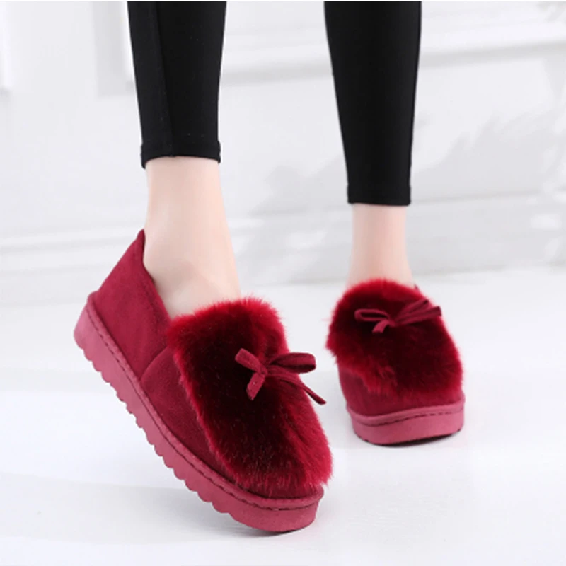 2018 New Fashion Hand-Made Winter Women Flats Slip-On Round Toe Feather Decor Ladies Shoes Plush Insole Warm Loafers | Обувь