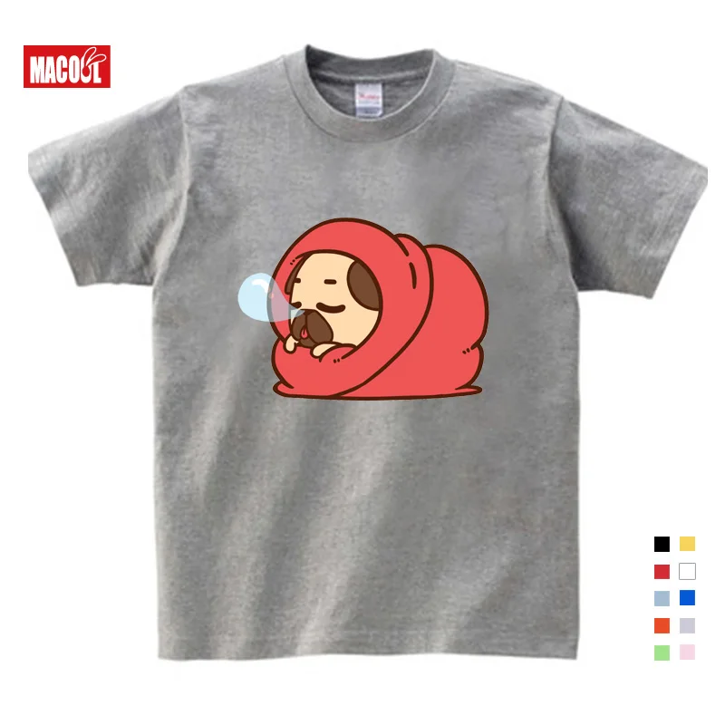 

Girls Clothes for Summer T-shirt 3-12 Years O-Neck Short White T Shirt Dogs Sleep Cartoon Graphic Girls T-shirt Boy Tshirts Kids