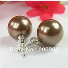 Новое поступление, заводская цена,, очаровательные 10 мм, Южное море, коричневые серьги с жемчугом из раковин, 4 пар/лот, модные ювелирные изделия