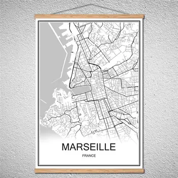 

With Frame MARSEILLE Modern poster World City map Oil Painting Canvas Customized Pattern Abstract print picture Decor Home